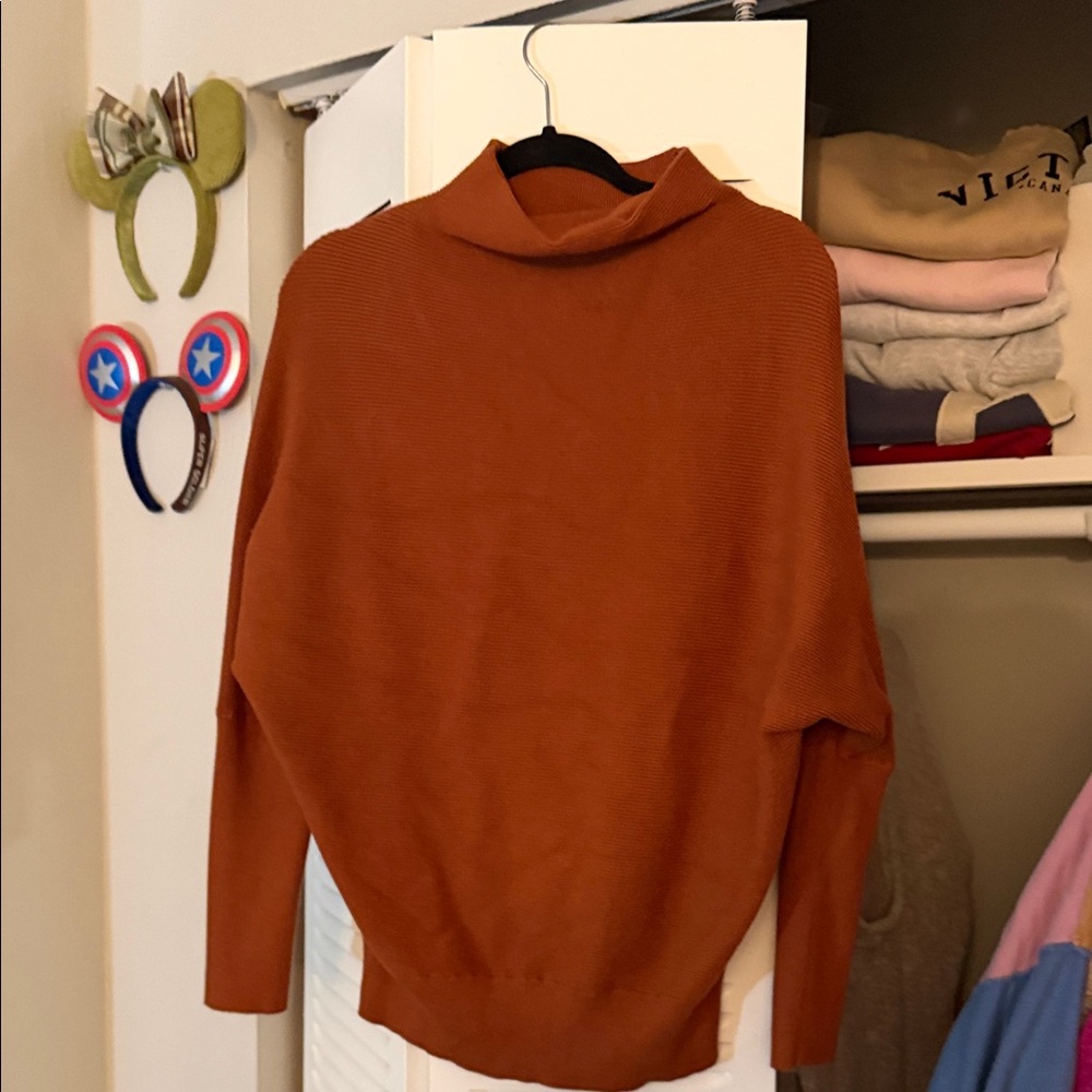 Rust Orange Turtleneck Sweater